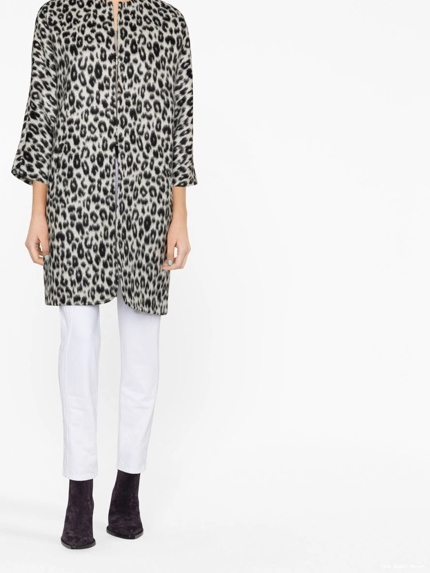 Cheap ISABEL zip-up Women leopard-print coat MARANT 0312